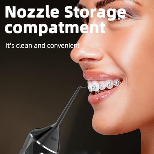 Water Flosser, 4 Modes, Portable 320ml Large Tank Water Flosser Oral Cleaner IPX7 Waterproof Cleaning Flosser for Home Travel 1 (Black) - Thumbnail 6