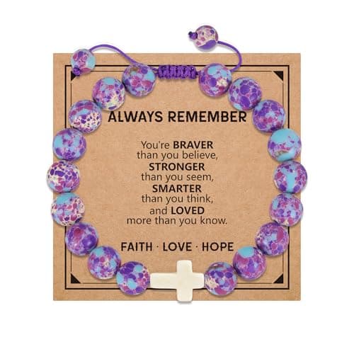 BAYLAY Gifts for Teen Girls, Beaded Cross Bracelets for Women Teen Girl Gifts Trendy Stuff Easter Christian Religious Baptism First Communion Birthday Gift Easter Essentials Basket Stuffers Filles - Image 1