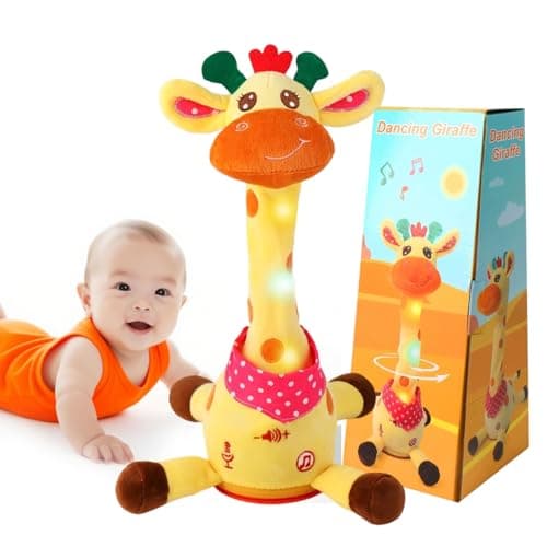MILEGI Dancing Talking Musical Giraffe Toy, Tummy Time Toy with Volume Adjustment, Singing Giraffe Stuffed Animal 10 Children's Songs Light Up Toys, Repeating What You Say, Baby Toy - Image 1