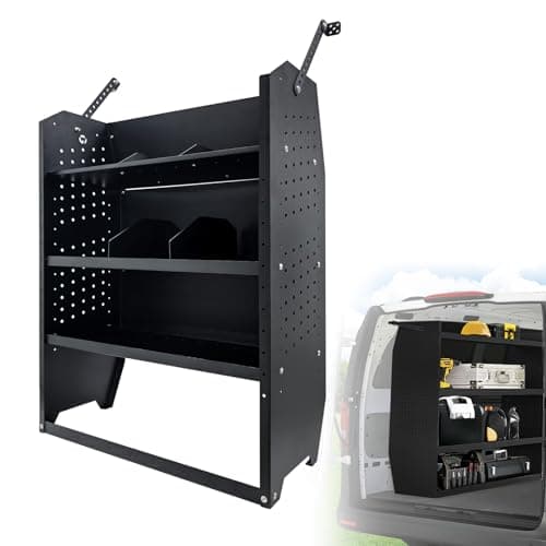 EONECROSS Cargo Van Shelving Storage System Low/Mid/High Roof Steel Van Shelves Fit for Ford Transit,GM,NV,Promaster,Sprinter and Metris,52" W x 46" H x 13" D - Image 1