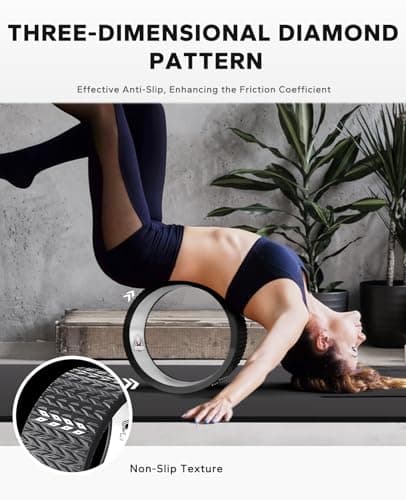 HAPBEAR Back Roller - Yoga Wheel Set with 26'' Anti-Burst Exercise Ball – 12'' PP Inner Core Spine Alignment Tool for Back Pain Relief,Core Strength & Full-Body Workout, Back Roller Wheel for Home Gym & Therapy, Pump Included - Thumbnail 3