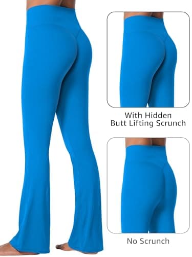 Sunzel Sunzfly Invisible Butt Scrunch Flare Leggings for Women, Mini Flared Yoga Pants with Tummy Control and High Waist 32" Classic Blue Medium - Thumbnail 4