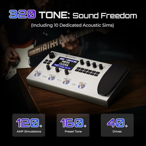 CAHAYA Guitar Pedal Board Multi-Effects: Professional Grade with 320 Effects 120 Amplifier Models Looper IR Cabinet Simulations Multi Effect Processor Pedal Board for Acoustic Electric Guitar & Bass - Thumbnail 2