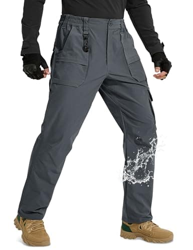 MOURCE Mens Cargo Pants with Pockets - Stretch Lightweight Waterproof Work Pants for Men Hiking Tactical, Grey 32L - Thumbnail 2