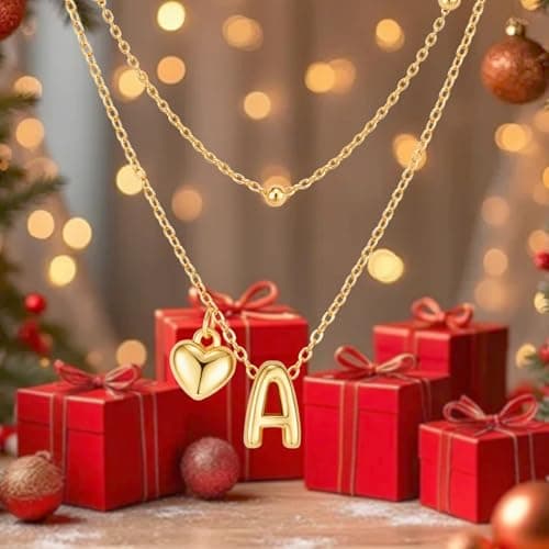 adoyi Initial Necklaces Valentines Day Gifts for Women Hers Dainty 14K Gold Plated Heart Layered Letter E Pendant Necklace Stack Trendy Jewelry Birthday Valentines Day Gifts for Women Jewelry - Thumbnail 6