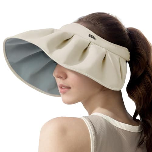BENEUNDER Sheel Sun Hats for Women Wide Brim Foldable UV Protection UPF50+ Visors for Outdoor Travel Vacation Beige - Image 1