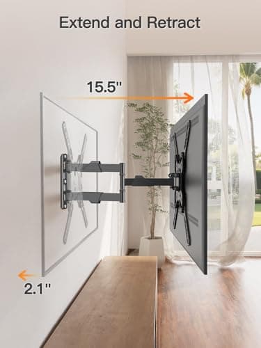 ELIVED TV Wall Mount for Most 26-60 Inch TVs, Swivel and Tilt Full Motion TV Mount with Single Stud Perfect Center Design, Wall Mount Bracket Max VESA 400x400mm, Corner Mount Holds up to 77 lbs. - Thumbnail 3