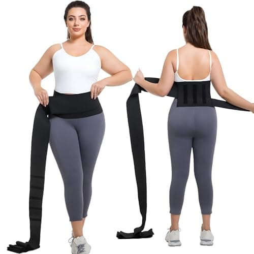 LoyMoo Waist Trainer for Women Plus Size 2025 Upgrade Adjust Stomach Bandage Wrap Waist Band Long Torso Tummy Wraps Belly Body Shaper Waist Trimmer Belt 14.7 FT Black - Image 1