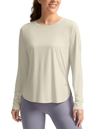 Women's Sun Shirts UPF 50+ Long Sleeve UV Protection Shirt Lightweight Quick Dry Workout Hiking Tops for Women(Oatmeal,S) - Image 1