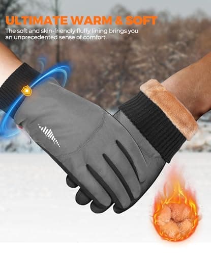rivmount Winter Gloves made with 3 M Insulation/Waterproof/Touchscreen for Women Men, Thermal Warm Gloves for Cold Weather Outdoor, Running, Cycling, Ski, Snow, Daily, Hiking, Gray Size S - Thumbnail 2