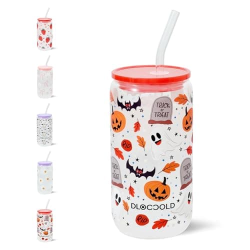 DLOCCOLD Glass Tumbler with Straw and Lid, 20oz Ice Coffee Glass Cup，Drinking Glasses for Water, Coffee, Smoothie with 1 Cleaning Brushes - Image 1