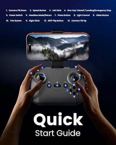 Drone with Camera - RC Quadcopter for Kids & Adults Beginners, with One Key Takeoff/Landing, Altitude Hold, Headless Mode, 3D Flip & Trajectory Flight, 3-Speed Mode, 2 Rechargeable Batteries & Carrying Case, Gray - Thumbnail 6