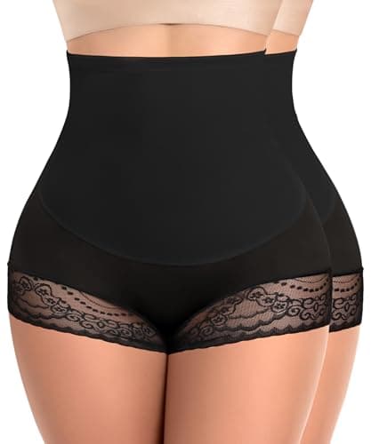 Ganado Tummy Control Shapewear for Women High Waisted Shaping Underwear Seamless Stomach Body Shaper Girdle Panties (#6 Black+black(High Waisted), Small) - Image 1