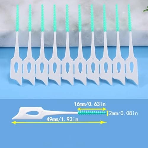 Maoerdental 300 Pieces Dual-Use Interdental Brushes Soft Silicone, Disposable Dental Picks,Premium Dental Floss Picks for Effective Teeth Cleaning(200pcs Green+100pcs Blue) - Thumbnail 5