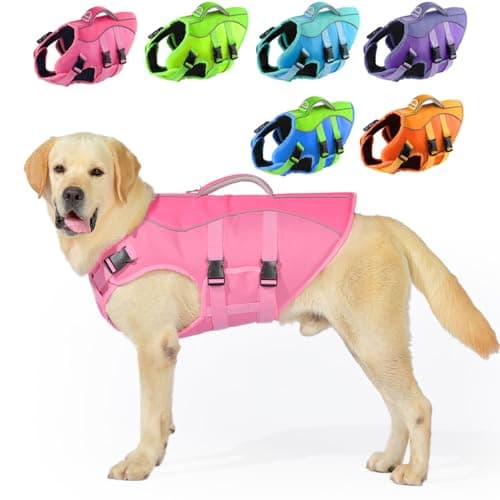 PETDSH Dog Life Jacket Large, High Flotation Dog Life Vest for Swimming Boating, Reflective Puppy Lifejacket with Superior Buoyancy and Rescue Handle, Adjustable Safety Dogs Floating Vests - Image 1