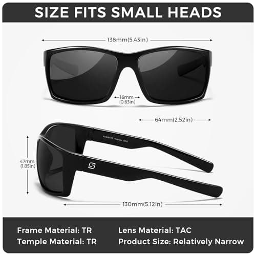 SUNGAIT Rectangle One-piece Sports Sunglasses for Men Black Lightweight Wraparound Style for Fishing Running Driving (Bright gray) - Thumbnail 5