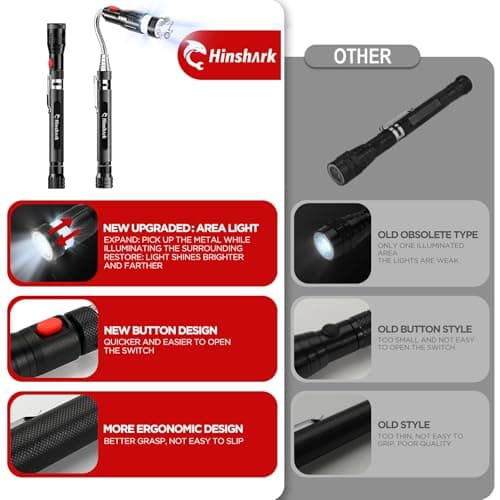 Hinshark Gifts for Men, Extendable Telescoping Magnetic Pickup Tools, Anniversary Birthday Gift for Men Dad Husband Him, Mens Gift for Cool Gadgets Tools, Unique Gift for Dad Who Have Everything - Thumbnail 2