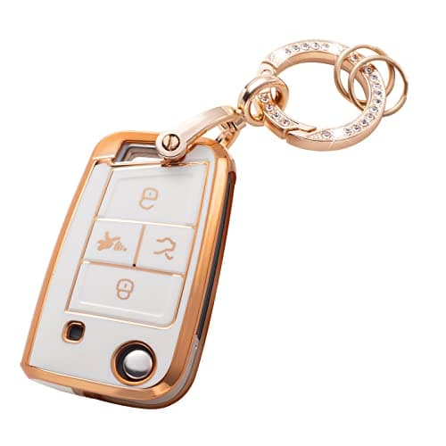 RUABIBAN Key Fob Cover Compatible with VW VolksWagen, Soft TPU Key Case Protection Shell Fit for Volks-wagen Tiguan Golf Jetta Polo Atlas Skoda Smart Key - Image 1