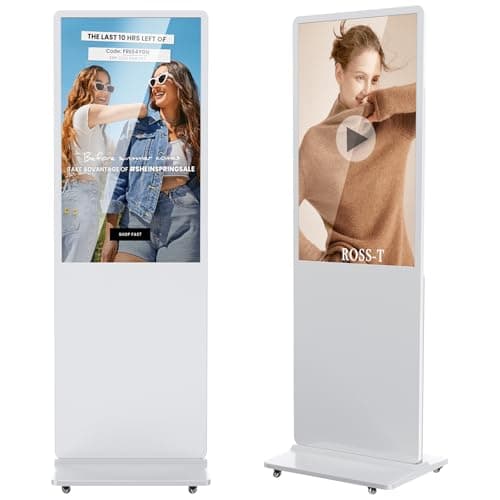 JIYANG 43 Inch Digital Signage Display, Indoor Floor Standing Advertising Display Kiosk Android System,Commercial LCD Totem Support HDMI-in,Free Customization Stickers and Lifetime CMS System(White) - Image 1
