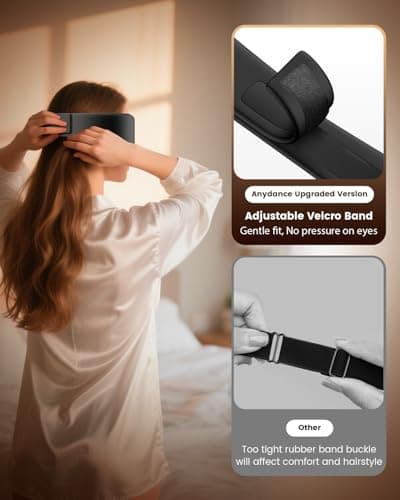 Anydance Heated Eye Mask - Cordless Eye Mask for Dry Eyes, Eye Relief, Improved Sleep, Timed Shutdown, 4 Temperature, Washable Eye Heating Pad for Travel, Removable for Cleaning - Black - Thumbnail 5