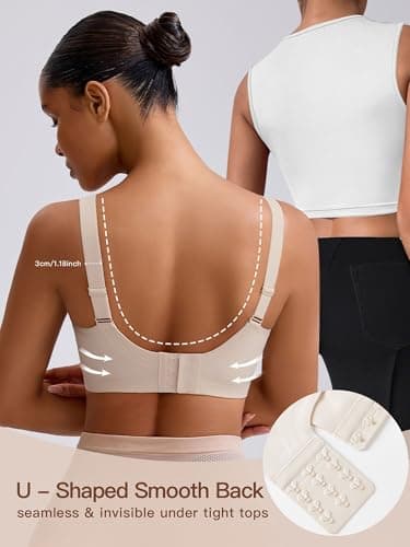 Tupirel Women's Plus Size Jelly Wireless Push Up Bra - Full Coverage T-Shirt Bralette, Comfortable Everyday Wear,Beige,4XL - Thumbnail 4