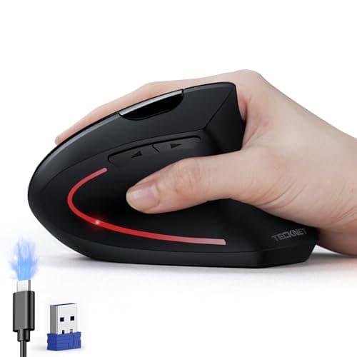 TECKNET Ergonomic Mouse, Wireless Rechargeable Vertical Mouse for Carpal Tunnel Right Hand, 4800 DPI 5 Adjustable Levels 2.4GHz with USB-A Receiver, Silent Click, for Laptop, PC, Desktop (Not USB-C) - Image 1