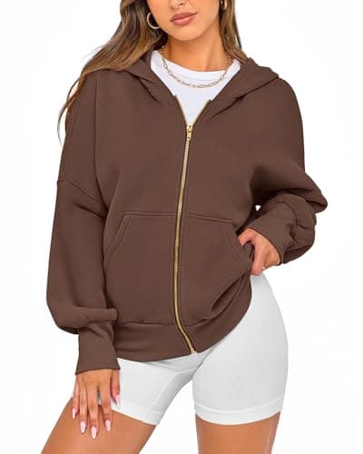 BTFBM Hoodies For Women Spring Clothing 2026 Long Sleeve Zip Up Fleece Fashion Sweatshirts Jacket Y2K Hoodie Fall Fashion(Dark Coffee, Medium) - Thumbnail 6