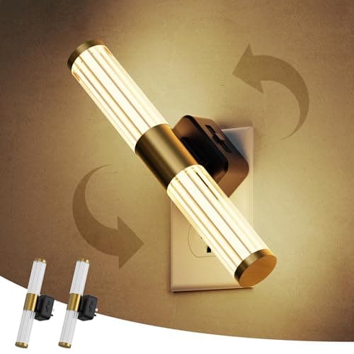 L LOHAS LED Rotating Night Light, Night Lights Plug into Wall, Auto Nightlight Dimmable 100LM, Light Sensor, 3000K Soft Light, LED Acrylic Nightlight Plug in for Bedroom Bathroom Hallway Kitchen,2Pack - Image 1