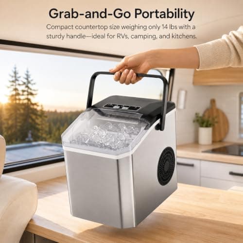 ELECVIVA Clear Bullet Ice Maker Countertop, 26Lbs/24H, 9 Cubes in 6 Min - Thumbnail 5