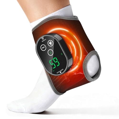 Cordless Foot Ankle Heating Pad Wrap, Foot and Ankle Massager, Ankles Heating Pad with Massage, 4 Heat & 3 Massage Modes, Portable Heated Wrap for Travel, Office, or Home Relaxation, Single One, Black - Image 1