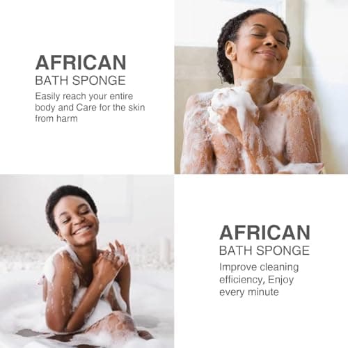 UJFQBH 3 Pieces African exfoliating net African Net Long Net Bath Sponge Exfoliating Shower Body Scrubber Back Scrubber Skin Smoother,Great for Daily Use (Purple、Gray、Brown) - Thumbnail 6