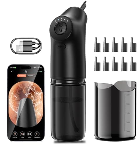 KAUGIC Smart Visual Ear Wax Removal with 1080P Camera - FSA HSA Eligible - Electric Ear Cleaner Kit with 4 Modes - 10 Ear Tips - Ear Irrigation&Flushing Kits for Adults