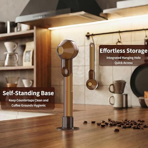 Coffee Scoop with Funnel for Reusable K Cup Refillable Coffee Pods, 2 TBSP Mess-Free Measuring Spoon with Sliding Leveler, Ideal for Ground Coffee, Protein Powder & Tea (Transparent Brown, 1-Pack) - Thumbnail 4