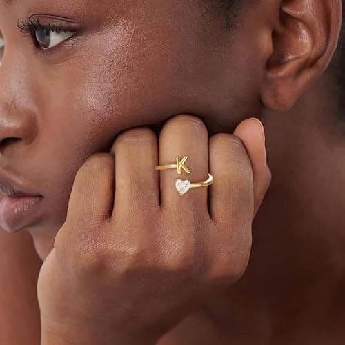 Fezodo Gold Rings for Women Non Tarnish - 18K Gold Plated Adjustable Ring Initial Y Ring for Women Dainty Thumb Rings Set Gold Jewelry Gifts - Thumbnail 5
