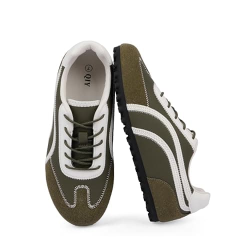 QIY Sneakers for Women Casual Green Women's Fashion Sneakers Comfortable Green Walking Tennis Shoes Slip on Cute Fall Shoes 2026 Size 8.5 - Image 1