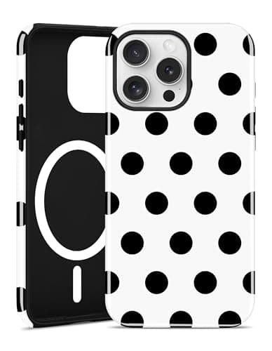 Aitipy Magnetic Polka Dot Phone Case for iPhone 14 Pro Max, Compatible with MagSafe, Cute Big White Polka Dots Aesthetic Soft TPU and Hard PC Shockproof Protective Phone Cover for Women Girls-Shiny - Image 1