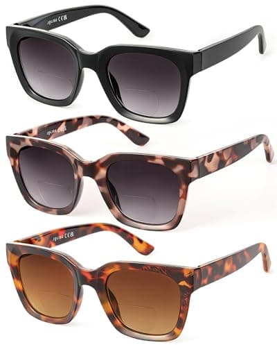 JOLISU Bifocal Sunglasses Reader - 3 Pack Lightweight Oversized Classic Style for Women Reading With UV 400 Protection Readers Built-in(1.75) - Image 1