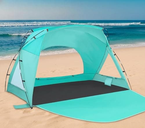 Beach Tent, Portable Sun Shelter for 2/3/4/6-8 Person with UPF 50+ UV Protection, Easy Setup Waterproof Beach Shade Canopy Cabana for Family Outdoor and Picnics, Fishing with Carrying Bag - Image 1