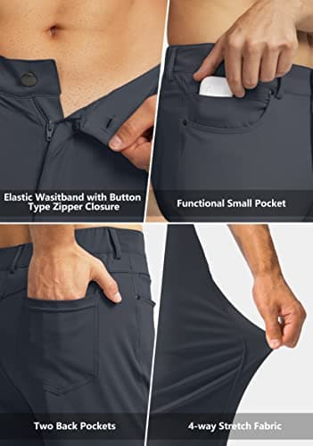 G Gradual Men's Stretch Golf Pants with 6 Pockets Slim Fit Dress Pants for Men Travel Casual Work (Dark Grey, XL) - Thumbnail 3