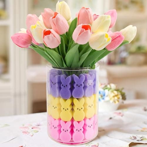 ORIENTAL CHERRY Easter Decorations - Easter Peeps Bunnies Vase Filler Set, Spring Decor Home Indoor Decoration Centerpieces for Tables - Image 1