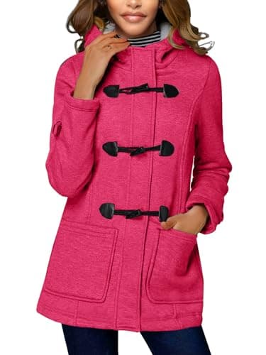 STOLKISS Women's Winter Thicken Jackets Cotton Coat with Hood Fashion Fleece Warm Long Insulated Shells Horn Button Jacket - Image 1