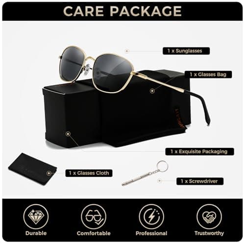 SUNGAIT Retro Square Rectangle Polarized Sunglasses for Womens Mens Metal Frame UV400 Protection - Thumbnail 6