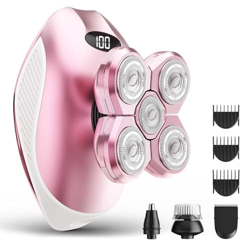 Electric Razors for Women, 5-in-1 Multi-Function Womens Razor with LED Display, Rechargeable Waterproof Electric Shaver, Ideal Travel Trimmer Body Hair Remover for Legs, Face, Armpits &Bikini (Pink) - Image 1