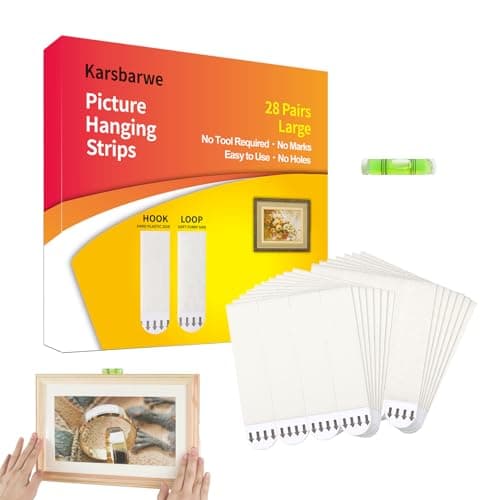 28 Pairs(56 Strips) Large Picture Hanging Strips Heavy Duty, Picture Hanging Kit, Hang Pictures on Wall Without Nails, No Hole Picture Hangers, Removable Adhesive Strips for Home Office - Image 1