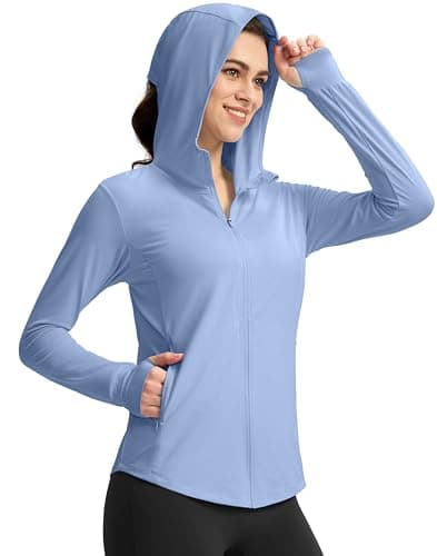 G Gradual Women's UPF 50+ Sun Protection Hoodie Jacket with Ponytail Hole and 4 Pockets Lightweight Long Sleeve Shirts for Hiking(Provence,XL) - Image 1
