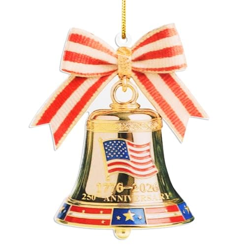 USA 250th Anniversary Bell Ornament, 2D Acrylic 1776 2026 Liberty Bell American Flag Patriotic Decorations Gifts, America 250 Years Christmas Tree Ornaments for US Citizens - Image 1