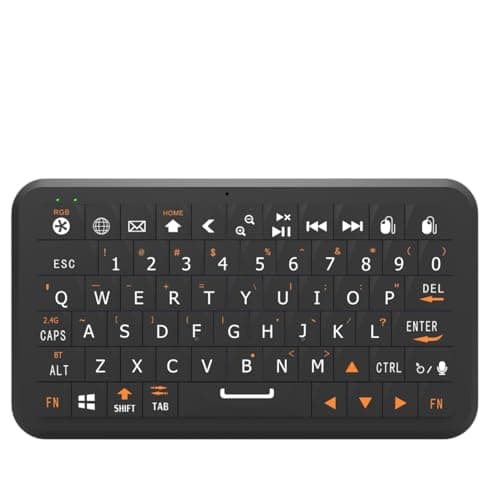 Winmaxle Mini Keyboard with Bluetooth 5.0/2.4G Dual Mode, Gyroscopic Motion Mouse, 64 Keys, RGB Backlight Options, Rechargeable Battery, Type-C Win/iOS/Android/ (Black) - Image 1