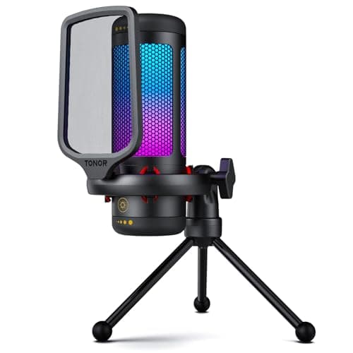 TONOR Gaming Microphone Set, USB Condenser Mic for PC with Stand, Controllable RGB, Quick Mute, Volume Control, for Twitch Streaming, Discord Chatting, 200 cm/78inch Cable, Desktop Stand TC310 - Image 1