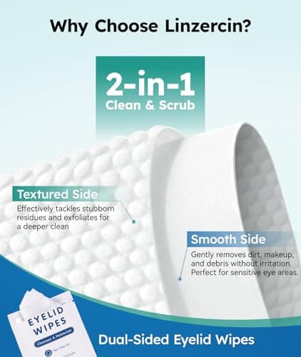 Eyelid Cleansing Wipes for Dry Eye & Blepharitis, Tea Tree Oil Hypoallergenic Eye Wipes for Sensitive Itchy Eyes, Individually Wrapped Eyelid WipesTravel Essentials (30 Count) - Thumbnail 3