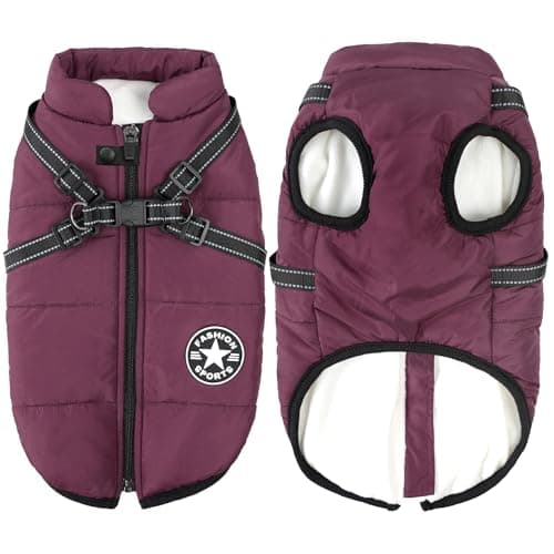 Aiboria Dog Jackets Coat for Winter Windproof Waterproof Fleece Vest Dog Jacket with Chest Strap Belt Purple XL - Image 1